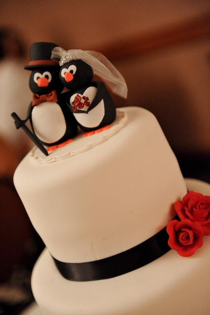Penguin wedding cake toppers